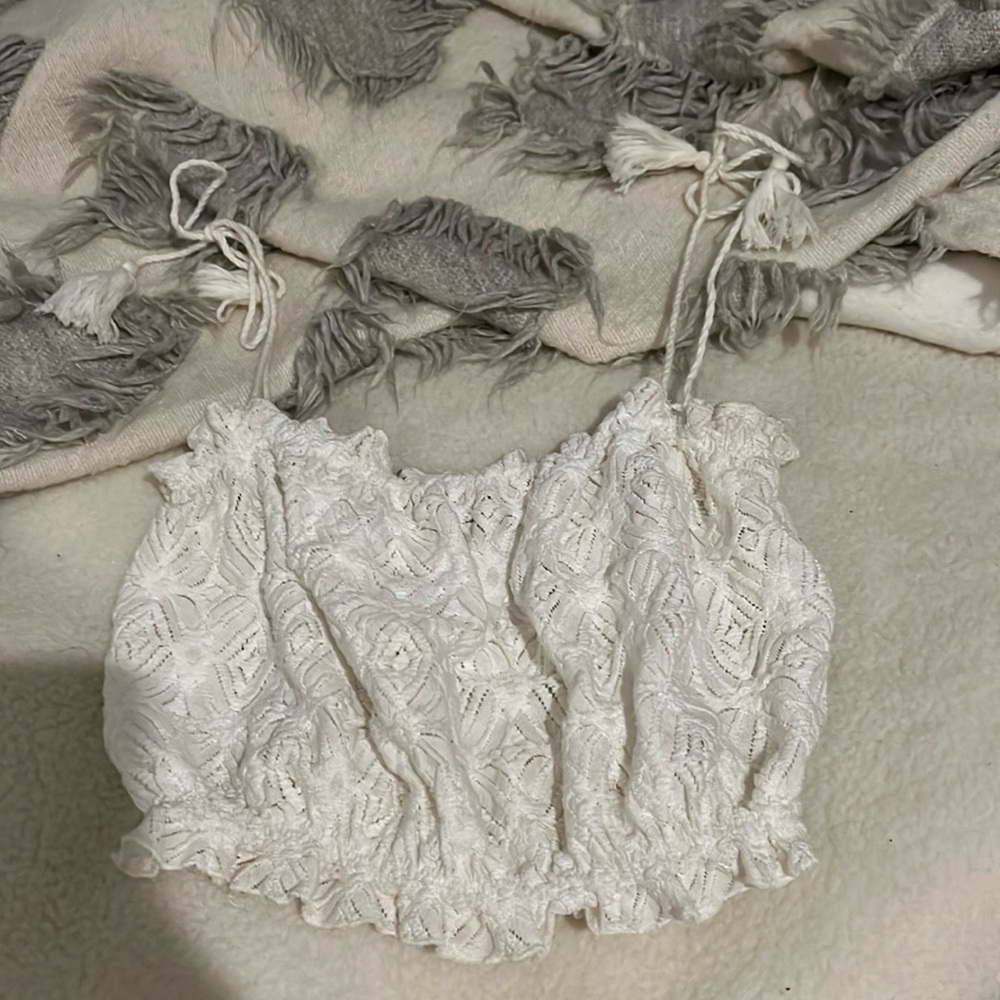 Knit tassel tie top